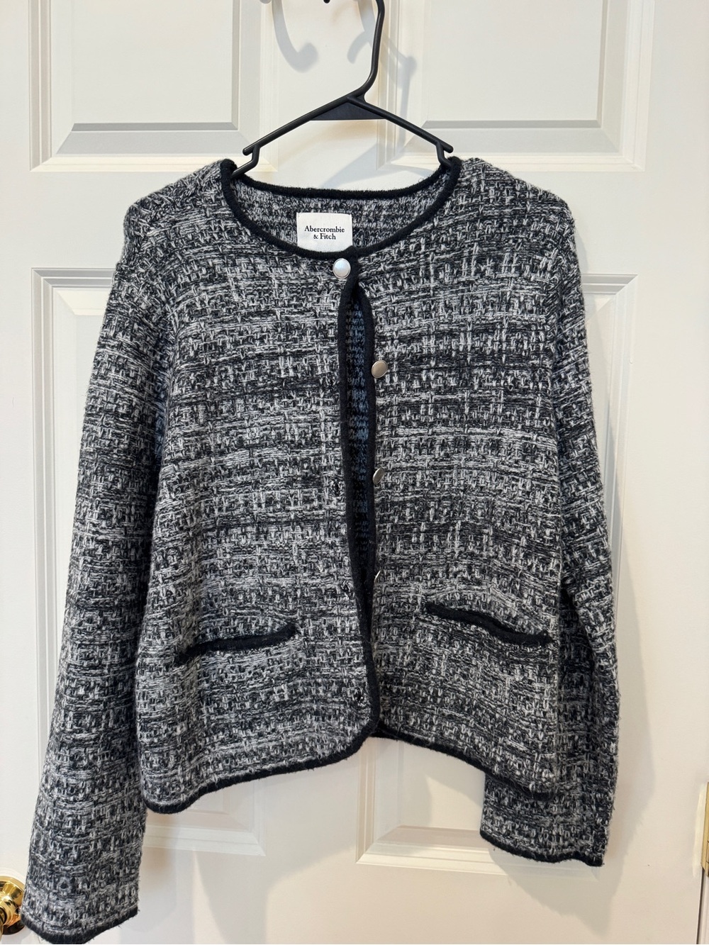 Abercrombie & Fitch Black and White Knit Tweed Jacket